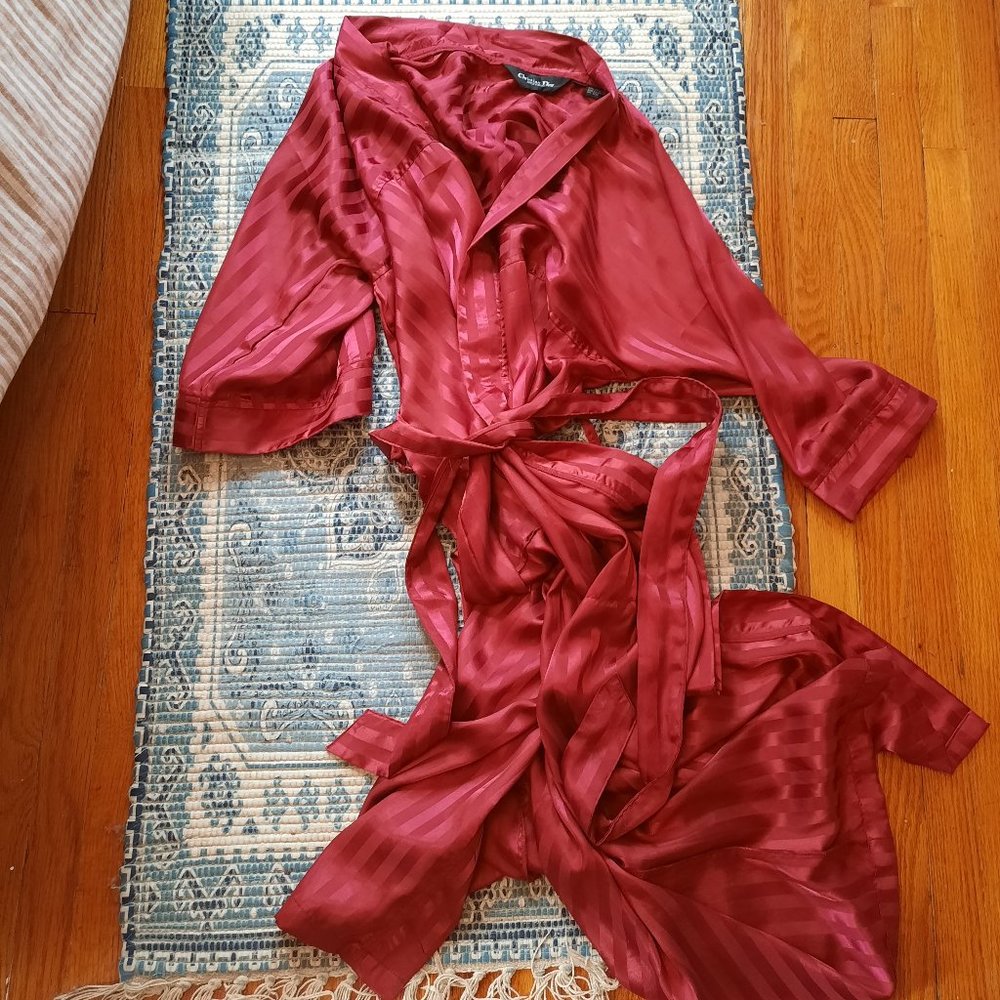 Christian Dior Monsieur Satin Bathrobe, Red Tonal Stripe
